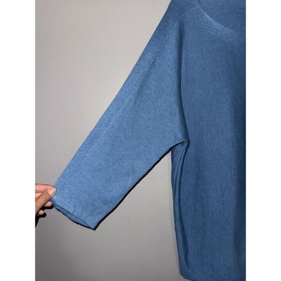 Chicos 2 Cashmere Blend Sweater Soft Cozy Boat Neck Dusty Blue Classic 12/14 Lg - Picture 6 of 13